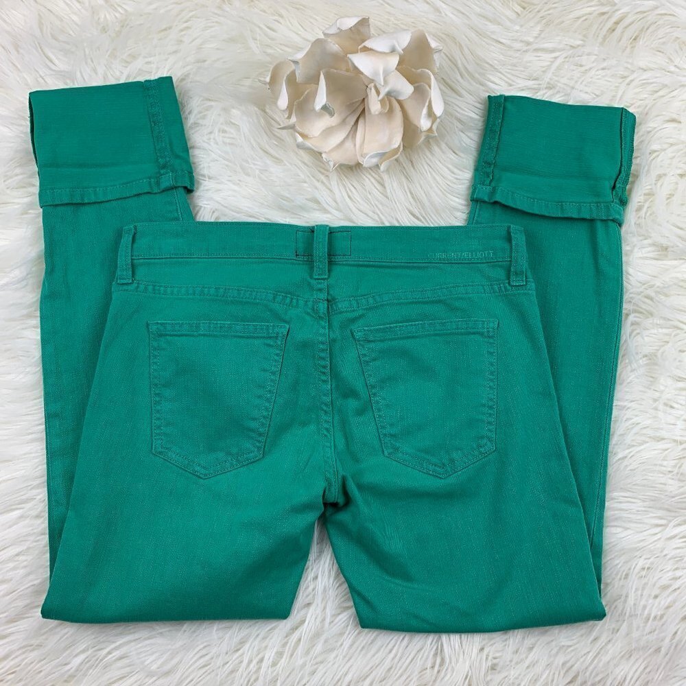 Current/Elliott The Beatnik Faded Kelly Green/Alpine Cropped Jeans Women's SZ 26 - Picture 7 of 10